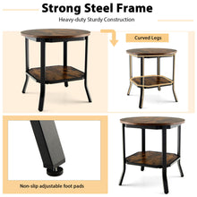 Load image into Gallery viewer, Gymax 2PCS 2-Tier Sofa End Side Table Nightstand Round Tabletop for Living Room Brown