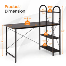 Load image into Gallery viewer, Gymax Reversible Computer Desk Study Workstation Home Office 4-tier Bookshelf
