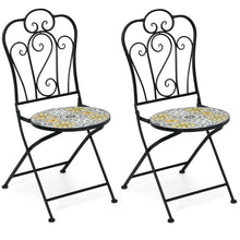 Load image into Gallery viewer, Gymax Set of 2 Folding Bistro Chairs Mosaic Patio Chairs Outdoor Dining Chairs