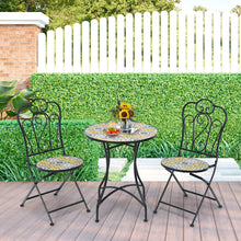 Load image into Gallery viewer, Gymax Set of 2 Folding Bistro Chairs Mosaic Patio Chairs Outdoor Dining Chairs