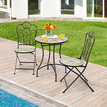 Load image into Gallery viewer, Gymax Set of 2 Folding Bistro Chairs Mosaic Patio Chairs Outdoor Dining Chairs