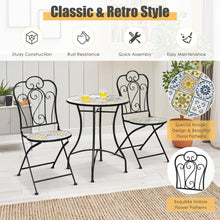 Load image into Gallery viewer, Gymax Set of 2 Folding Bistro Chairs Mosaic Patio Chairs Outdoor Dining Chairs
