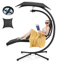 Load image into Gallery viewer, Gymax Hanging Chaise Lounge Curved Steel Patio Hammock Swing Chair w/ Overhead Light