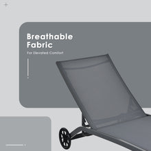 Load image into Gallery viewer, Gymax Outdoor Chaise Lounge Chair Adjustable Patio Recliner w/ Wheels Grey