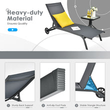 Load image into Gallery viewer, Gymax Outdoor Chaise Lounge Chair Adjustable Patio Recliner w/ Wheels Grey
