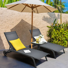Load image into Gallery viewer, Gymax Set of 2 Outdoor Chaise Lounge Chair Adjustable Patio Recliner w/ Wheels Grey
