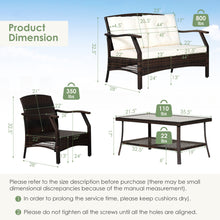 Load image into Gallery viewer, Gymax 4PCS Rattan Patio Conversation Furniture Set Wicker Sofa Set w/ Waterproof Cover