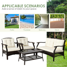 Load image into Gallery viewer, Gymax 4PCS Rattan Patio Conversation Furniture Set Wicker Sofa Set w/ Waterproof Cover