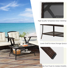 Load image into Gallery viewer, Gymax 4PCS Rattan Patio Conversation Furniture Set Wicker Sofa Set w/ Waterproof Cover