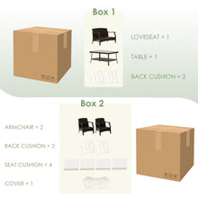 Load image into Gallery viewer, Gymax 4PCS Rattan Patio Conversation Furniture Set Wicker Sofa Set w/ Waterproof Cover