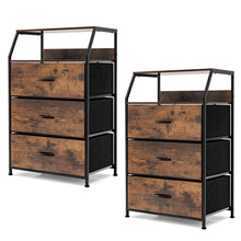 Load image into Gallery viewer, Gymax 2PCS 3 Drawer Dresser w/Top Shelf Storage Tower Cabinet for Bedroom Hallway Nursery