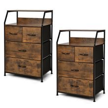 Load image into Gallery viewer, Gymax 2PCS 4 Drawer Dresser Tall Wide Storage Organizer Unit w/ Wooden Top Fabric Bins
