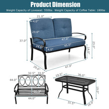 Load image into Gallery viewer, Gymax 2PCS Patio Loveseat & Table Set Conversation Sofa Set w/ Blue Cushions