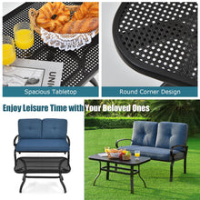 Load image into Gallery viewer, Gymax 2PCS Patio Loveseat & Table Set Conversation Sofa Set w/ Blue Cushions