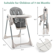 Load image into Gallery viewer, Gymax Baby High Chair Folding Baby Dining Chair w/ Adjustable Height & Footrest Gray