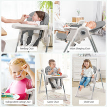 Load image into Gallery viewer, Gymax Baby High Chair Folding Baby Dining Chair w/ Adjustable Height & Footrest Gray