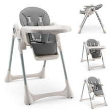 Load image into Gallery viewer, Gymax Baby High Chair Folding Baby Dining Chair w/ Adjustable Height & Footrest Gray