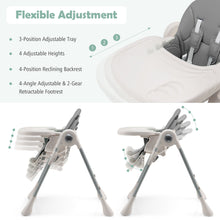 Load image into Gallery viewer, Gymax Baby High Chair Folding Baby Dining Chair w/ Adjustable Height & Footrest Gray