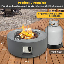 Load image into Gallery viewer, Gymax 27.5'' Outdoor Propane Gas Fire Pit Round Heater 40,000 BTUs w/Lava Rocks Cover