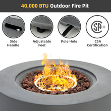 Load image into Gallery viewer, Gymax 27.5'' Outdoor Propane Gas Fire Pit Round Heater 40,000 BTUs w/Lava Rocks Cover