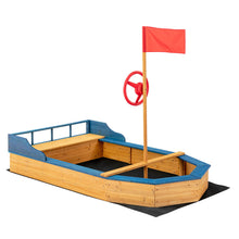 Load image into Gallery viewer, Gymax Kids Pirate Boat Wood Sandbox w/ Storage Box & Non-Woven Fabric Liner