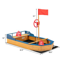 Load image into Gallery viewer, Gymax Kids Pirate Boat Wood Sandbox w/ Storage Box & Non-Woven Fabric Liner