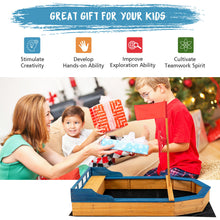 Load image into Gallery viewer, Gymax Kids Pirate Boat Wood Sandbox w/ Storage Box & Non-Woven Fabric Liner