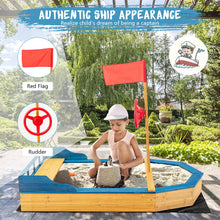 Load image into Gallery viewer, Gymax Kids Pirate Boat Wood Sandbox w/ Storage Box & Non-Woven Fabric Liner
