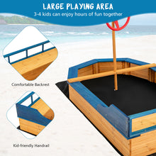 Load image into Gallery viewer, Gymax Kids Pirate Boat Wood Sandbox w/ Storage Box & Non-Woven Fabric Liner