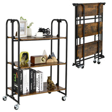 Load image into Gallery viewer, Gymax 3-Tier Folding Bar Cart Kitchen Serving Island Utility Cart Storage Shelves