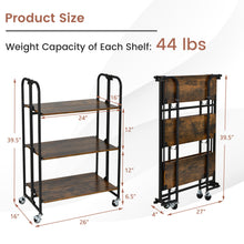 Load image into Gallery viewer, Gymax 3-Tier Folding Bar Cart Kitchen Serving Island Utility Cart Storage Shelves