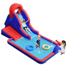 Load image into Gallery viewer, Gymax Inflatable Water Slide Park w/ Climb Slide Pool & 2 Swim Rings Blower Excluded