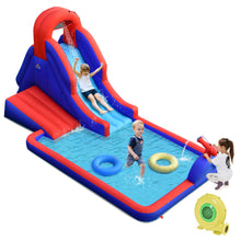 Load image into Gallery viewer, Gymax Inflatable Waterslide w/ Climbing Wall Slide Splash Pool Swim Rings&480W Blower