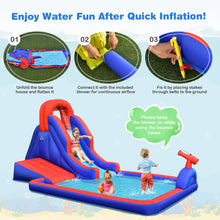 Load image into Gallery viewer, Gymax Inflatable Waterslide w/ Climbing Wall Slide Splash Pool Swim Rings&480W Blower