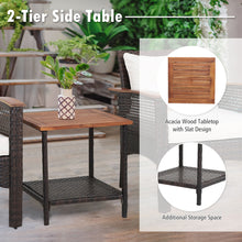 Load image into Gallery viewer, Gymax 3PCS Patio Conversation Furniture Set PE Rattan Sofa Set W/Wood Top Table