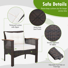 Load image into Gallery viewer, Gymax 3PCS Patio Conversation Furniture Set PE Rattan Sofa Set W/Wood Top Table