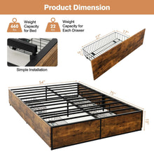 Load image into Gallery viewer, Gymax Full Industrial Platform Bed Frame with 4 Drawers Storage Mattress Foundation