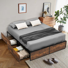 Load image into Gallery viewer, Gymax Full Industrial Platform Bed Frame with 4 Drawers Storage Mattress Foundation
