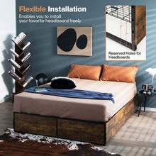 Load image into Gallery viewer, Gymax Full Industrial Platform Bed Frame with 4 Drawers Storage Mattress Foundation