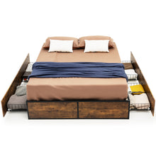 Load image into Gallery viewer, Gymax Full Industrial Platform Bed Frame with 4 Drawers Storage Mattress Foundation