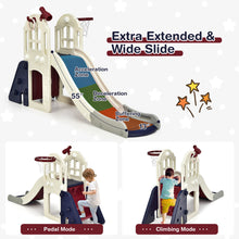 Load image into Gallery viewer, Gymax Outdoor Play house and Slide Set for Kids w/ 7 PCS Toy Set & Waterproof Cover Blue
