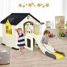 Load image into Gallery viewer, Gymax Outdoor Play house and Slide Set for Kids w/ 7 PCS Toy Set & Waterproof Cover Yellow