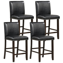 Load image into Gallery viewer, Gymax Set of 4 Bar Stools PVC Leather Counter Height Chairs for Kitchen Island Black