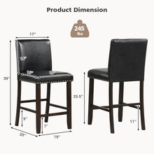 Load image into Gallery viewer, Gymax Set of 4 Bar Stools PVC Leather Counter Height Chairs for Kitchen Island Black