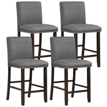 Load image into Gallery viewer, Gymax Set of 4 Bar Stools Linen Fabric Counter Height Chairs for Kitchen Island Grey