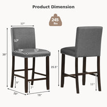 Load image into Gallery viewer, Gymax Set of 4 Bar Stools Linen Fabric Counter Height Chairs for Kitchen Island Grey