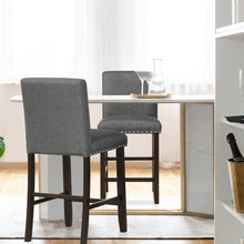 Load image into Gallery viewer, Gymax Set of 4 Bar Stools Linen Fabric Counter Height Chairs for Kitchen Island Grey