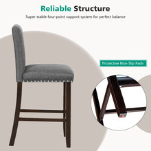 Load image into Gallery viewer, Gymax Set of 4 Bar Stools Linen Fabric Counter Height Chairs for Kitchen Island Grey