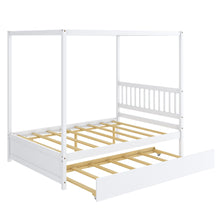 Load image into Gallery viewer, Gymax Full Size Canopy Bed with Trundle Wooden Platform Bed Frame Headboard