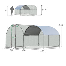 Load image into Gallery viewer, Gymax Large Metal Chicken Coop Outdoor Galvanized Dome Cage w/ Cover 9 ft x 12.5 ft